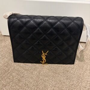 NWT! Saint Laurent Black Quilted Leather Small Becky Handbag